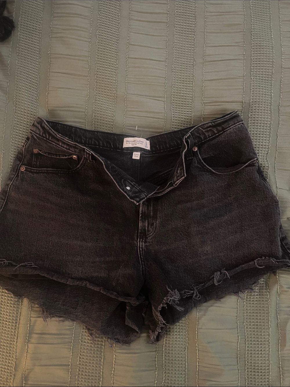 Abercrombie & Fitch Black Frayed Denim Cutoff Shorts